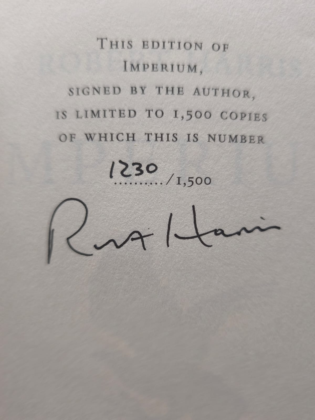 Imperium SIGNED, LIMITED, FIRST EDITION