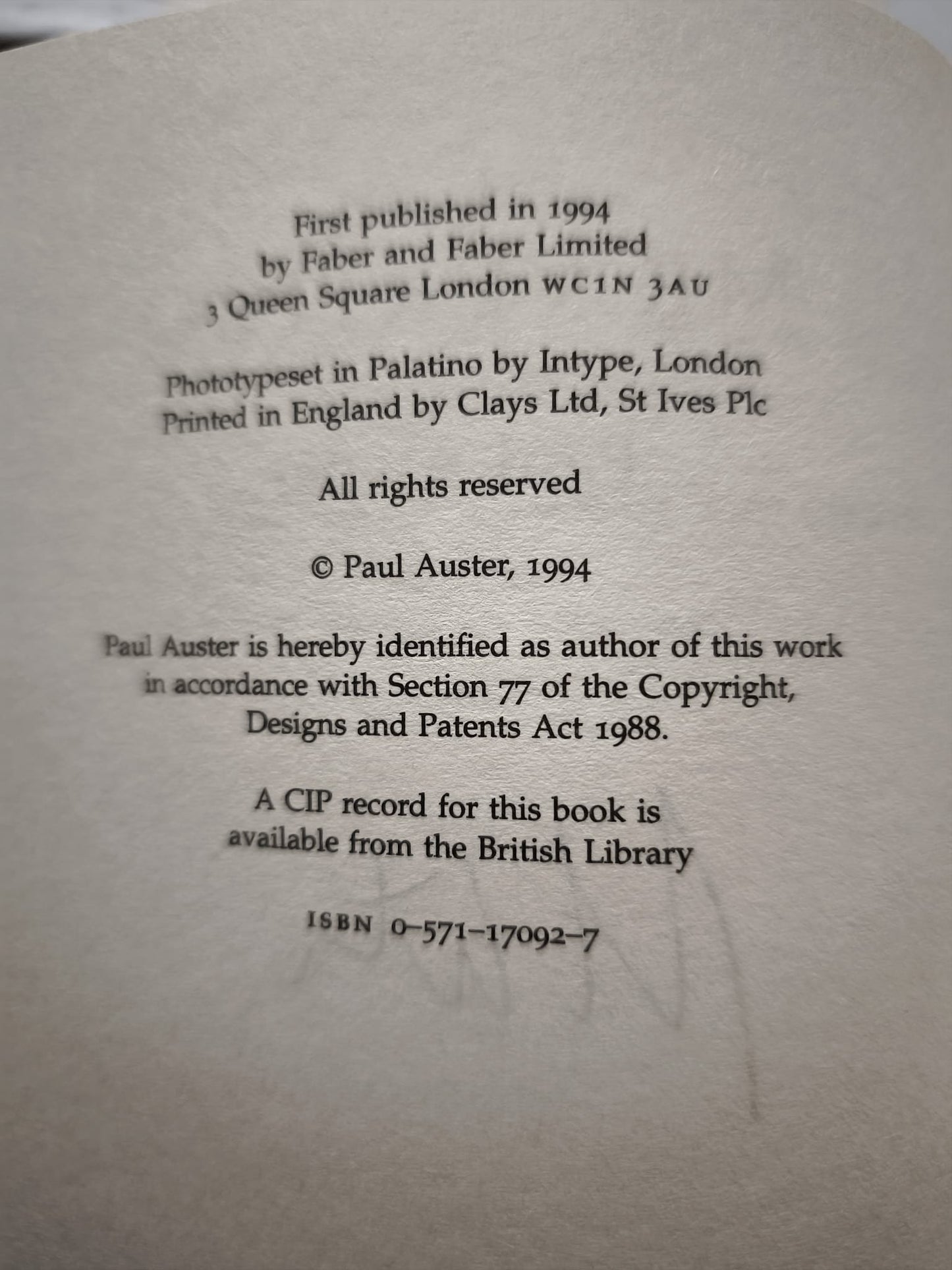 Mr Vertigo SIGNED, FIRST EDITION