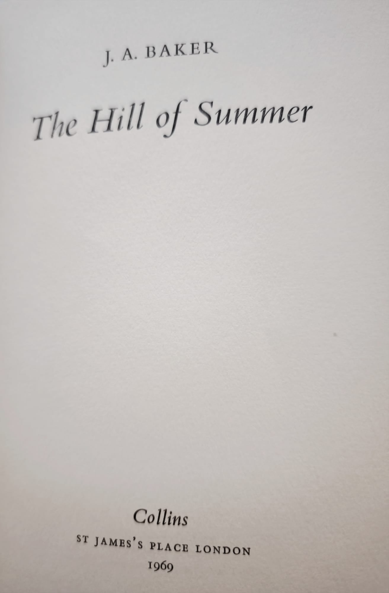 The Hill Of Summer FIRST EDITION